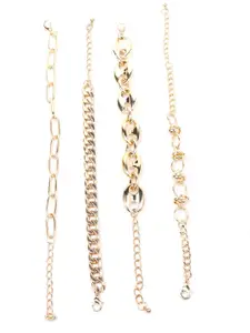 ODETTE Women Pack of 4 Gold-Toned Gold-Plated Link Bracelets