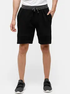 MADSTO Men Black Solid Mid Rise Regular Fit Shorts