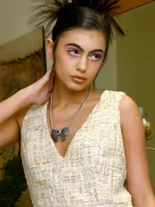 ODETTE Silver-Toned & Blue Bow Necklace