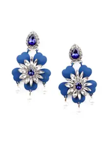 ODETTE Blue & White Floral Drop Earrings