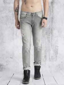 Roadster Men Grey Tapered Fit Mid-Rise Mildly Distressed Jeans