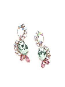 ODETTE Green & Pink Quirky Drop Earrings