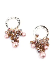 ODETTE Brown & Pink Oval Drop Earrings