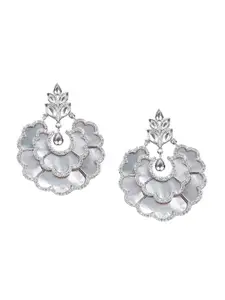 ODETTE Silver-Toned Contemporary Drop Earrings