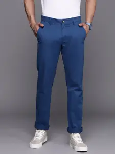 Allen Solly Men Blue Solid Slim Fit Chinos Trousers