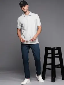 Allen Solly Men Navy Blue Solid Slim Fit Trousers