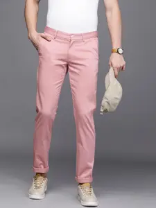 Allen Solly Men Pink Solid Easy Wash Chinos Trousers