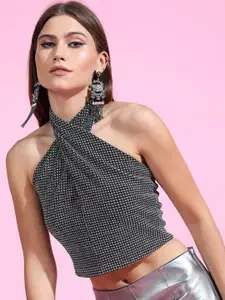 Tokyo Talkies Black Geometric Top