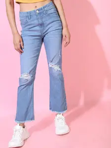 Tokyo Talkies Women Blue Straight Fit Cropped Jeans