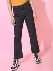 Tokyo Talkies Women Black Straight Fit Clean Look No Fade Stretchable Jeans
