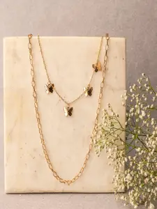 Jewelz Gold-Plated Butterfly Layered Necklace