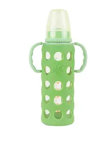 Baby Moo Green Glass Feeding Bottle With Handle 240 ml