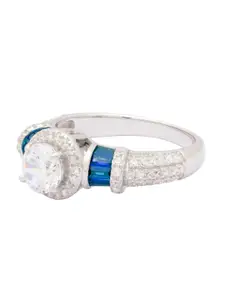 ANAYRA Women White & Blue 925 Sterling Silver Ring