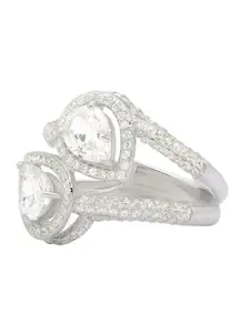 ANAYRA Women 925 Sterling Silver CZ Studded Finger Ring