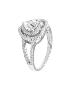 ANAYRA Women White & Silver-Toned 925 Sterling Silver Ring