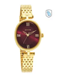 Sonata Women Brass Mother of Pearl Dial & Stainless Steel Bracelet Style Straps Analogue Watch 8181YM01