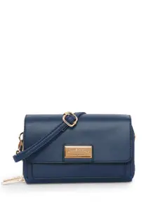 Kenneth Cole Women Navy Blue Sling Strap Zip Around Wallet