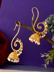 Silvermerc Designs Gold-Plated White Dome Shaped Jhumkas Earrings