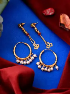 Silvermerc Designs Set Of 2 Gold-Plated Contemporary Drop Earrings