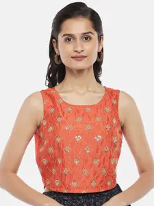 AKKRITI BY PANTALOONS Rust Red Geometric Embroidered Top