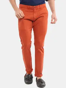 V-Mart Men Rust Slim Fit Twill Cotton Chinos Trousers