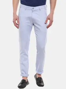 V-Mart Men Blue Slim Fit Mid Rise Cotton Trousers