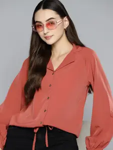 Harvard Women Dusty Pink Solid Casual Shirt