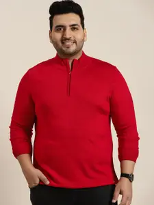 Sztori Men Plus Size Red Solid Pullover
