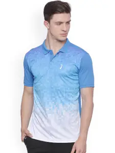 Campus Sutra Men Blue Printed Odour-Free Sports Polo T-shirt
