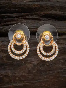 Kushal's Fashion Jewellery White & Gold Plated Crescent Shaped Drop Earrings