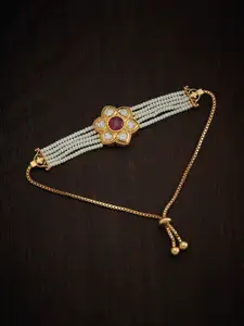 Kushal's Fashion Jewellery Women Gold-Plated & White Kundan Wraparound Bracelet