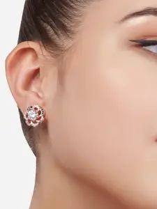 AMI Rose Gold-Toned Contemporary Studs Earrings