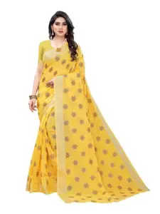 Yashika Yellow & Golden Woven Design Cotton Silk Saree