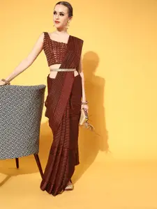 Mitera Striped Saree with Embroidered Border