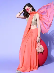 Saree mall Solid Saree with Embellished Border