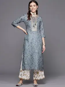Varanga Bandhani Printed Gotta Patti Tie-Up Neck Silk Straight Kurta
