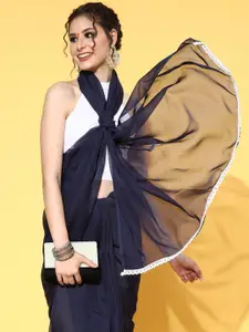 Saree mall Solid Saree with Embroidered Border