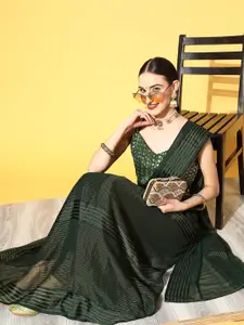 Mitera Green Striped Saree