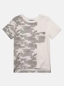 Angel & Rocket Boys White & Grey Printed T-shirt