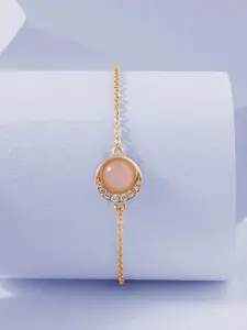 MINUTIAE Women Rose Gold Brass Onyx Rose Gold-Plated Link Bracelet