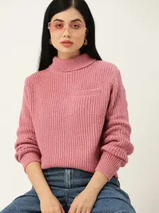 4WRD by Dressberry Women Pink Pure Acrylic Ribbed Pullover