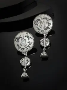 PANASH Silver-Plated Contemporary Jhumkas Earrings