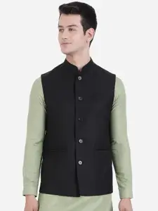 MODI JACKET Men Black Solid Bandhgala Nehru Jacket