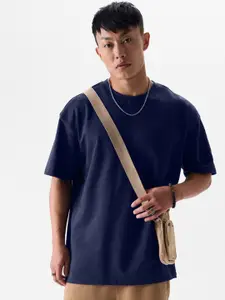 The souled store Solids: Navy (Oversized) Navy Blue Oversized T-Shirts