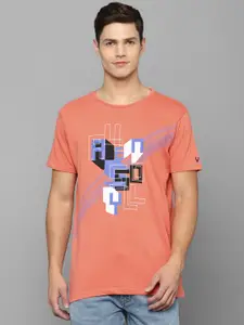 Allen Solly Sport Men Peach Typography Printed Cotton T-shirt