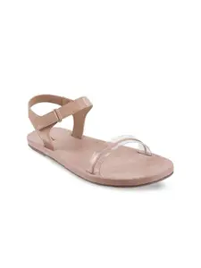 Mochi Women Peach-Coloured Open Toe Flats