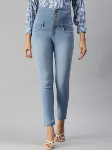 SHOWOFF Women Blue Slim Fit High-Rise Light Fade Stretchable Jeans