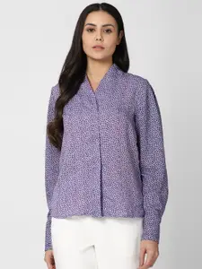 Van Heusen Woman Women Purple Printed Casual Shirt
