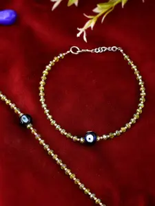 Silvermerc Designs Set Of 2 Silver-Plated Blue Evil Eye Beaded Anklet
