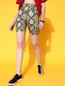 STREET 9 Women Beige Abstract Shorts